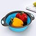 Collapsible Colander, 2 Collapsible Set, Learja Food-Grade Silicone kitchen Strainer Space-Saver Folding Strainer Colander, Sizes 8 inches - 2 Quart, and 9.5 inches - 3 quart. (Blue)