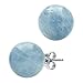 Belacqua Round Natural Blue Milky Aquamarine Gemstone Stud Earrings in Sterling Silver, Size - 10mm, Push Back - Clasp, Jewelry for Women, Gift Box Included
