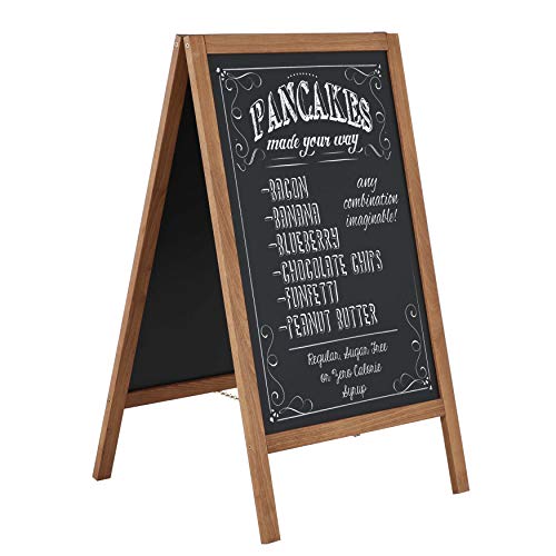 DISPLAY SALES - 540 x 950mm Weatherproof Wooden Easel | Magnetic Restaurant Whiteboard | Outdoor Notice Boards in Dark Beech | Large Chalkboard