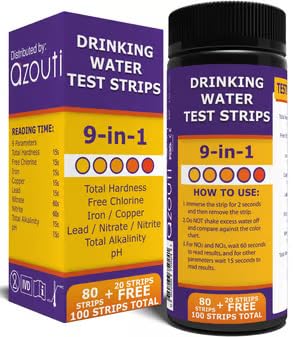 BNS Drinking Water Test Strips. Accurate Tester Strip for pH, Chlorine, Nitrite, Nitrate, Lead, Total Hardness, and More. Home Test with Easy to Read Testing Results in Seconds.