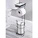 mDesign Steel Metal Free Standing Toilet Paper Holder Stand and Dispenser with Storage Shelf - Toilet Tissue for Bathrooms, Washroom - Holds 2 Extra Mega Rolls - Concerto Collection - Matte Black