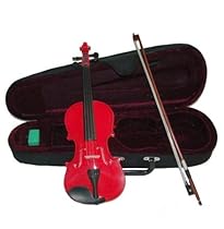 Merano MV300RD 1/10 Size Red Violin with Case and Bow+Extra Set of String, Extra Bridge, Rosin
