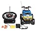 Remote Control Car for Boys and Girls, Rechargeable, Powerful Sound and Motion Sensor Steering Wheel Remote, Hobby Toy Race Car. RC monster truck, Electric Jeep for Kids and Adults, Best Gift. yellow