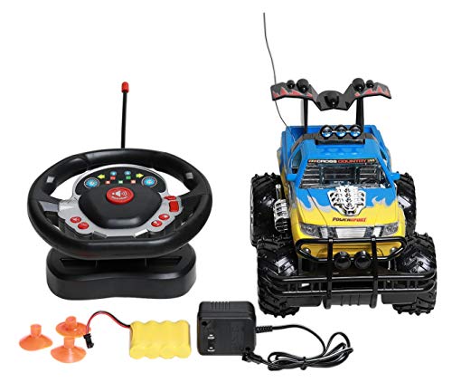 Remote Control Car for Boys and Girls, Rechargeable, Powerful Sound and Motion Sensor Steering Wheel Remote, Hobby Toy Race Car. RC monster truck, Electric Jeep for Kids and Adults, Best Gift. yellow - Thumbnail 6