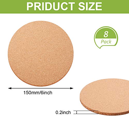 8 Pieces Cork Plant Coaster Cork Mat Round Absorbent Cork Mat Soft