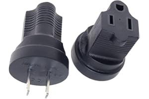 VARELLI 1-15P to 5-15R Power Adapter, NEMA1-15P Male to 5-15R Female Power Adaptor, US 2-Pin to 5-15R Adaptor, 2 Pack