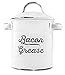 AuldHome Design Grease Container, White Enamelware Bacon Grease Can w/Strainer, Farmhouse Style, Keto-Friendly