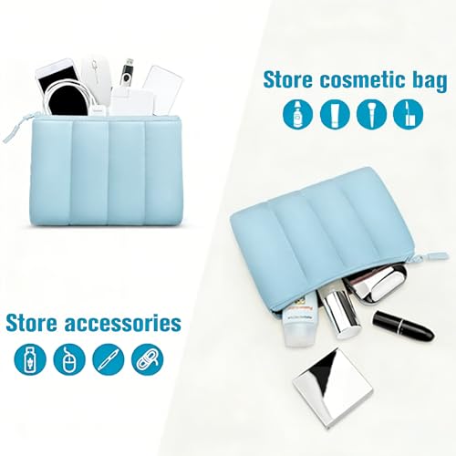TECOOL Puffy Laptop Sleeve Protective Sleeve Case for Lenovo HP EliteBook Pavilion Acer Dell Chromebook Notebook, MacBook Air 15 M4 M3 M2 2025-2023 (14 Inch) Blue