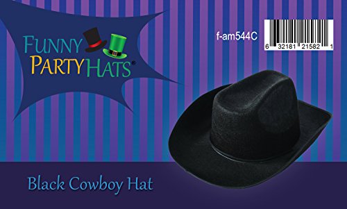 Adult Black Cowboy Hat Mens Womens Unisex Costume By Funny Party Hats