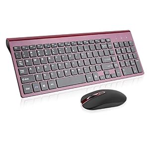 Wireless Keyboard Mouse Combo, cimetech Compact Full Size Wireless Keyboard and Mouse Set 2.4G Ultra-Thin Sleek Design…