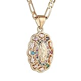 HZMAN 14K Gold Plated Oval Hollow Virgin Mary
