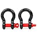 8MILELAKE 3/4inches (2 Pack) D-Ring Shackle, 4 3/4 tons WLL (9,500 Lbs), Heavy Duty Galvanized D Ring for Jeep Vehicle Recovery (Black & Red)