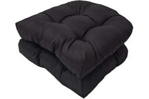 Srutirbo Outdoor Chair Seat Cushions Set of 2, Waterproof 19" x 19"U-Shaped Patio Chair Cushions for Indoor/Outdoor Wicker Chair Rocking Chairs, Garden Furniture Kitchen Dining Room (Black)