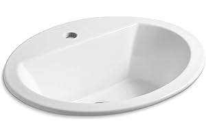 Kohler K-2699-1-0 Bryant Oval Self-Rimming Bathroom Sink with Single-Hole Faucet Drilling, White, 1.375