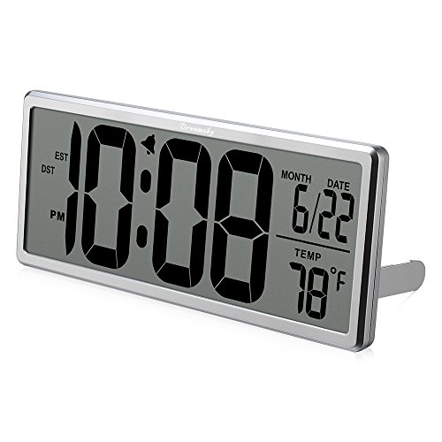 DreamSky Extra Large Digital Clock, Auto time Self Setting Alarm Clock Auto DST time Changing, Jumbo Number Clock Date Temperature Display, Battery Operated.