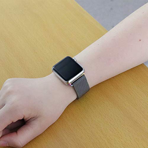 HILIMNY Compatible for Apple Watch Band 42mm 44mm, Stainless Steel Mesh Sport Wristband Loop with Adjustable Magnet Clasp for iWatch Series 1/2 / 3/4, Colorful