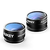 AUKEY Optic iPhone Camera Lens, 160? Fisheye Lens + 20x Macro Mini Clip-on Cell Phone Camera Lenses Kit for Samsung, Android Smartphones, iPhone