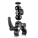 Camera Clamp Mount, Ball Head Clamp Magic Arm Super Clamp Camera Ball Mount Clamp w/1/4-20 Thread Hot Shoe Adapter For GPS Phone LCD/DV Monitor, LED Lights, Flash Light, Microphone and More