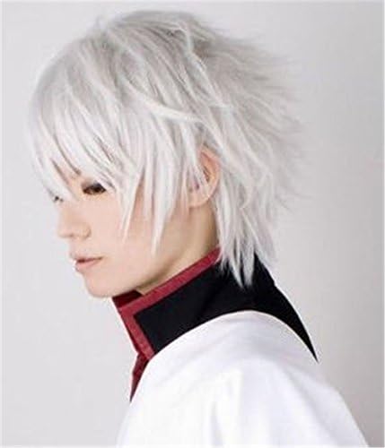 32cm Unisex Layered Cosplay Short Wig Gray Hair for Women Men Silver Grey