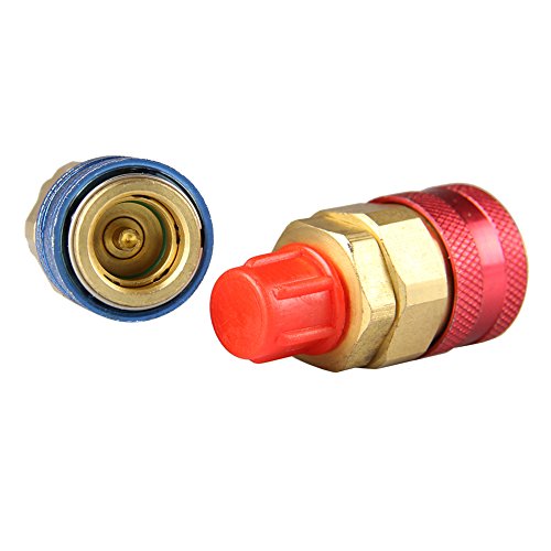big-autoparts AC Manifold Gauge R134a Manifold Gauge Hose Conversion Kit Quick Adapter Fitting Air Coupler High and Low Air Conditioning Connector Coupler, 1/4" Male Flare Straight