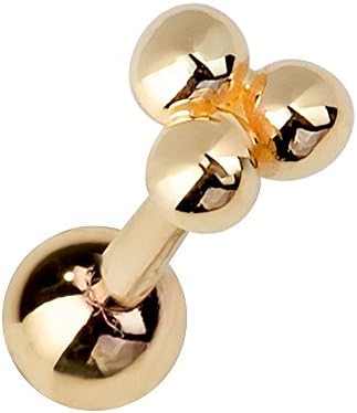Trinity Bead 14K Gold Internal Cartilage Earring