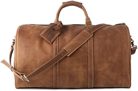 Leather Travel Luggage Bag, LeatherFocus Mens Duffle Retro Carry on Handbag