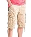 MorryOddy Men's Cotton Loose Fit Multi Pocket Cargo Shorts Khaki 34