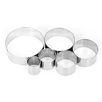 XYBAGS 6PCS Large Round Cookie Cutter Set, 2 1/5 Inch to 5 3/8 Inch, Metal Circle Biscuit Pastry Cutters