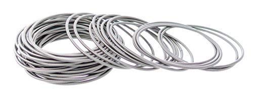 Frogsac 50 Pcs Guitar String Bracelets - Stainless Steel Stackable Bracelet Set in Velvet Pouch - Spiral Coil Fashion Bangles - Quality Jewelry for Women