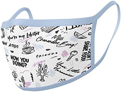 Pyramid International Friends (Phrases) Face Covering, White, One Size, 1 count (Pack of 2)