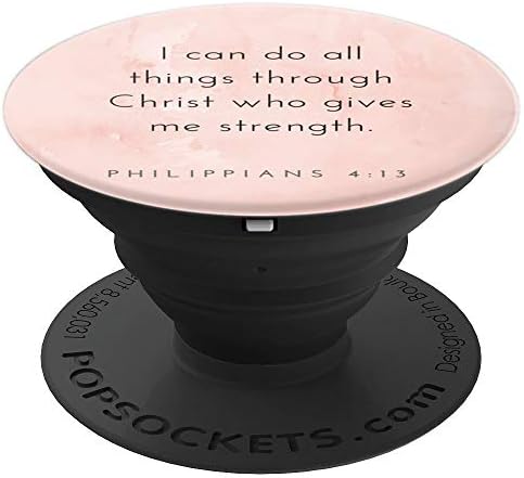 Pink Philippians 4:13 Strength Encouragement PopSockets PopGrip: Swappable Grip for Phones & Tablets