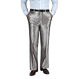 JEJEhomme Men's Straight Classic Fit Dress Pants Silver (US 32W) Tag Size 34