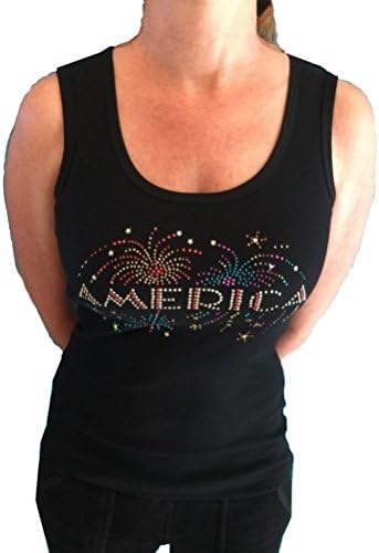 GAB by Cactus Bay Women's Junior American Firework Tank Top Shirt Medium Black