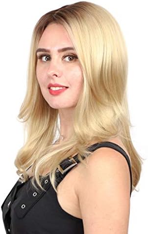 16 Inch Wavy Lace Front Synthetic Wig With Side Fringe Blonde Wig High Temperature Fiber Hair For Women And Ladies Yanyu