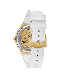 Bulova Curv para mujer amarillo tono dorado blanco goma correa de reloj 98r237