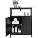 Iwell Bathroom Floor Cabinet, Bathroom Storage Cabinet with Double Door & Adjustable Shelf, Storage Cabinet for Bathroom, Living Room, Black