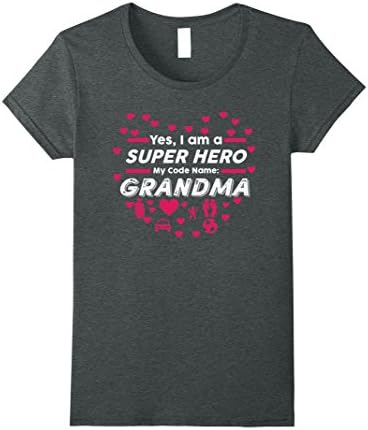 Women's Grandma Superhero TShirt Super Hero Womens Gift Tee Large Dark Heather