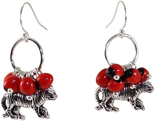 Peru Tiger Dangle Earrings for Women - Huayruro Red Black Seed - Handmade Ecofriendly Jewelry by Evelyn Brooks