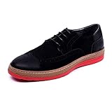 FARYM Men's Leather Brogue Lace Up Spring Shoes Fashion Sneaker 42 EU Black