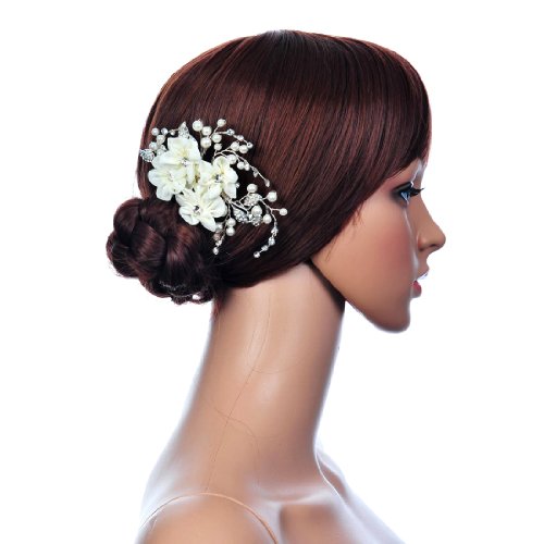 Remedios Bridal Flower Side Hair Comb Wedding Accessory Rhinestone