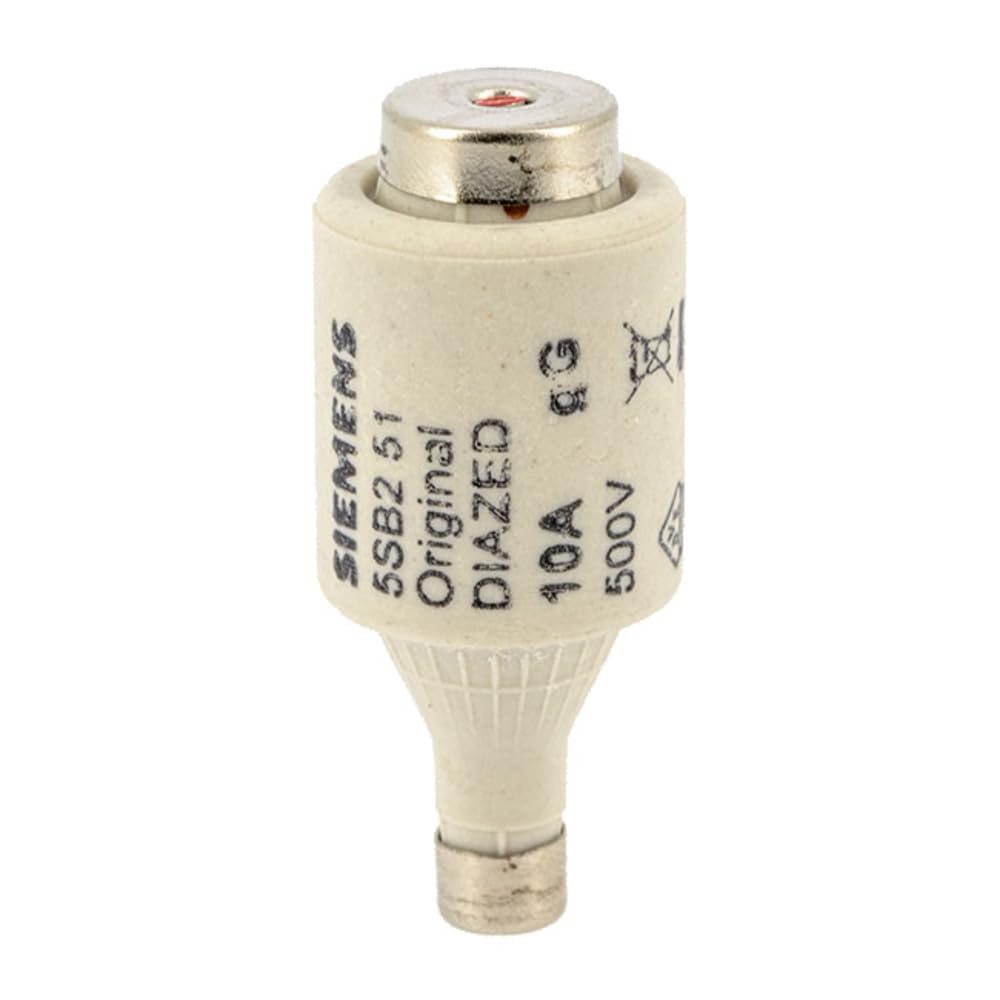 Siemens 5SB251 DIAZED Fuse Link 500V F.Cable and LINE Protection OP.CL.GL,SZ.DII,Thread E27,10A, White