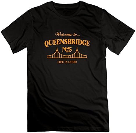 Robeni Men's Black US-Adult NAS Hip Hop Queensbridge T Shirt