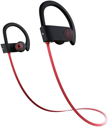ONSEMI Bluetooth Headphones Wireless In Ear Earbuds Noise Cancelling Sweatproof Sports Headset with Mic for iPhone iPad Samsung Sony LG Smartphone Watches (gules)