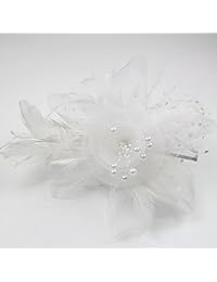 Belle Poque mujeres novia Retro Tocado con cintas de malla y plumas