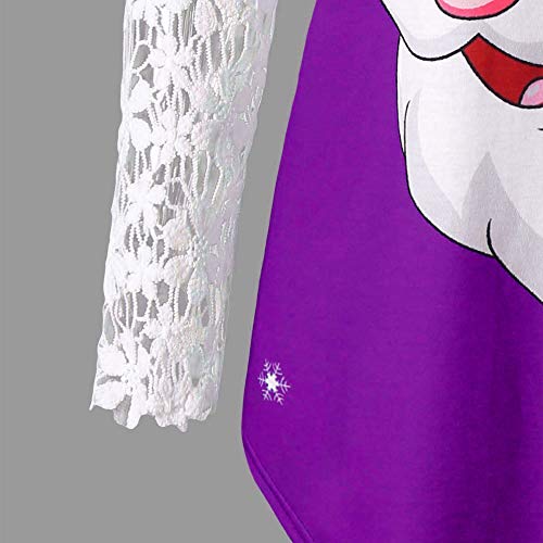 image for Christmas Santa Claus Blouse Franterd Women Xmas Lace Panel Splice Hen