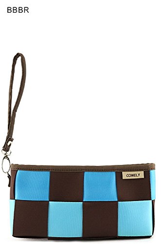 Comely Checkerboard Woven Polyester Seat Belt Women's Fashion Small Purse Pouch Bag (49H)