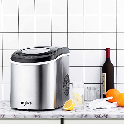 Oylus Stainless Steel Ice Maker Countertop Ice Machine for Home Kitchen Electric Ice Cube Maker - Makes 9 Ice Cubes in 7 Minutes - 26lbs Daily Perfect for Water Bottles, Mixed Drinks - Thumbnail 6