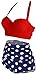 Amourri Womens Retro Vintage Polka Underwire High Waisted Swimsuit Bathing Suits Bikini,Red+blue,US 10-12=Tag Size 2XL