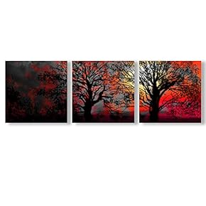 Canvas Wall Art Abstract Cloud Tree Pictures Home Wall Decorations for Bedroom Living Room Oil Paintings Canvas Prints Framed - 12"x12"x3 Panels