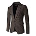 Men's Blazer Jacket Herringbone Sport Coat Smart Formal Dinner Cotton Suits Slim Fit One Button Notch Lapel Coat Brown